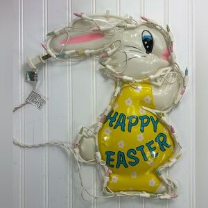 Vintage Easter Bunny Decoration 3D Mold Light-Up Wall/Door Decor Plug 15 Inch